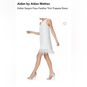 Aidan by Aidan Mattox
Halter Sequin Faux Feather Trim Trapeze Dress - size 0